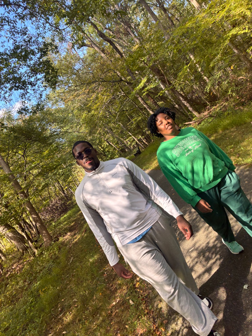 A walk on a wooded trail with a friend